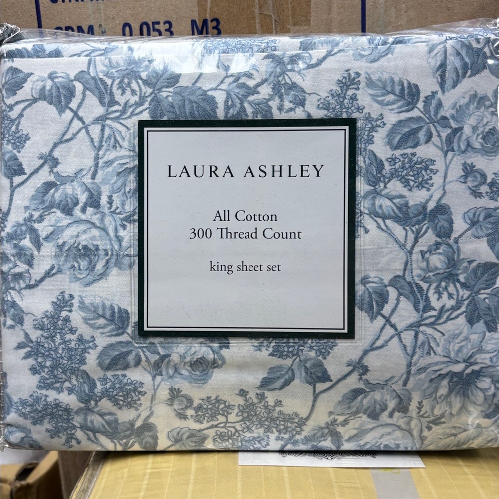 Laura Ashley Blue Floral King Sheet Set